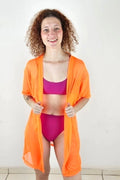 Kimono Tule Laranja Neon