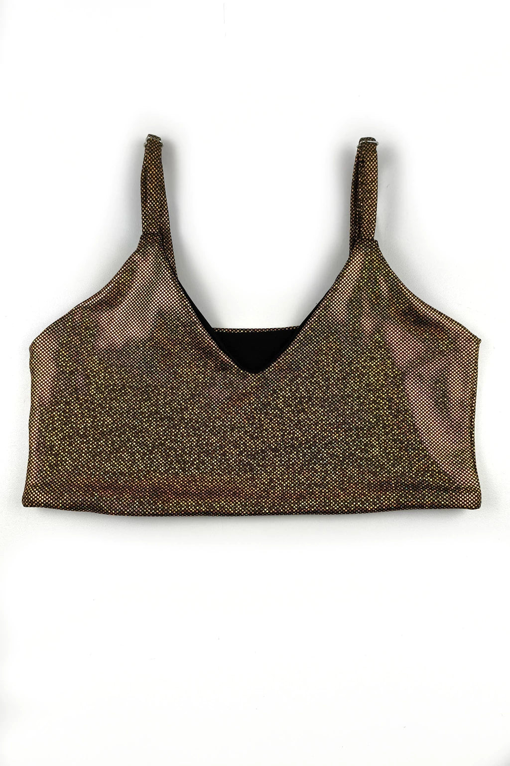 Top V Holográfico Dourado